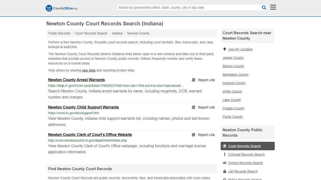 Court Records Search - Newton County, IN (Adoptions ...